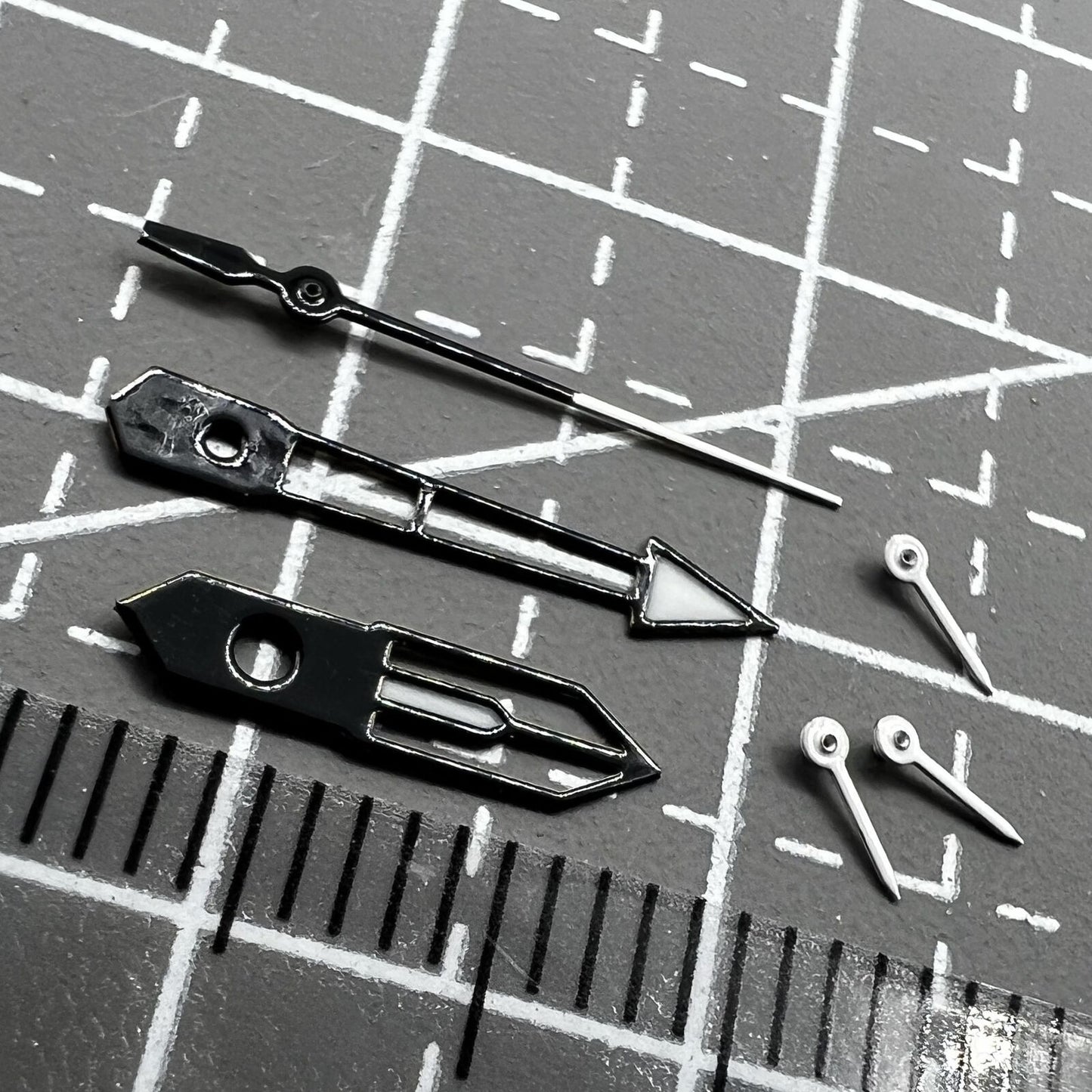 13mm White and Black Trim Green Lume watch hands set by PE90 for precise timekeeping movements