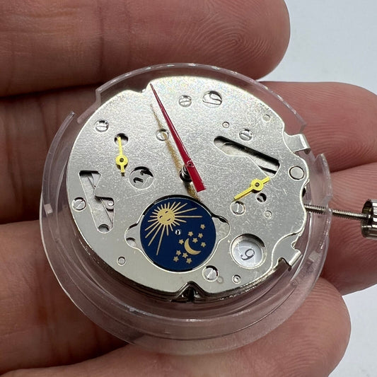 Seagull ST16 watch movement with small second subdials at 3, 6, and 9 o'clock positions.