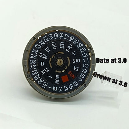 Black NH36 NH36A Roman Wheel Crown At 3.0/3.8 Automatic Mechanical Movement