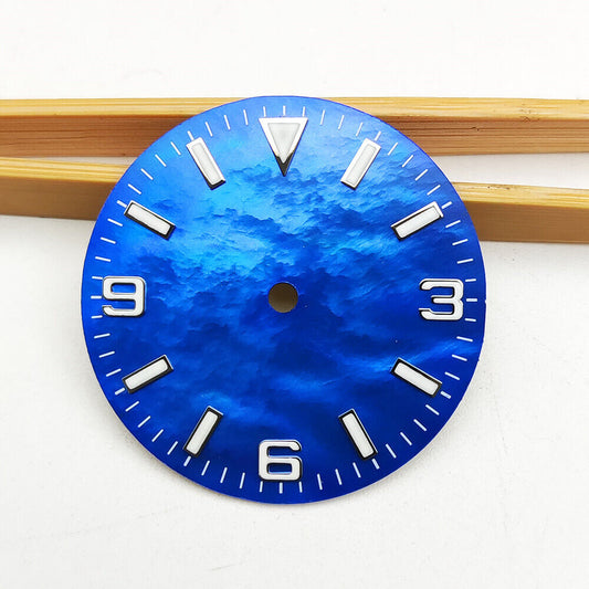 28.5mm Green lume numeral watch dial, compatible with NH35 4R35 automatic movement.