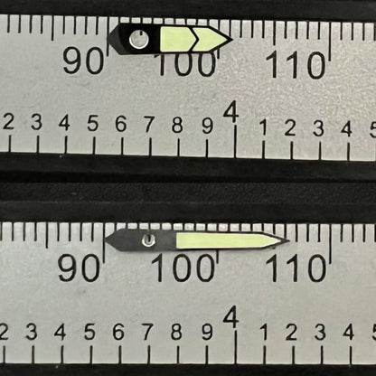 Aiguilles de montre de plongée lumineuses vertes C3 12 mm avec garniture argentée pour SKX/SBBN NH35A/NH36