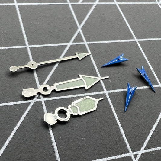Blue luminous small second watch hand with silver trim, compatible with Miyota OS10 OS20 OS60 OS80 models.