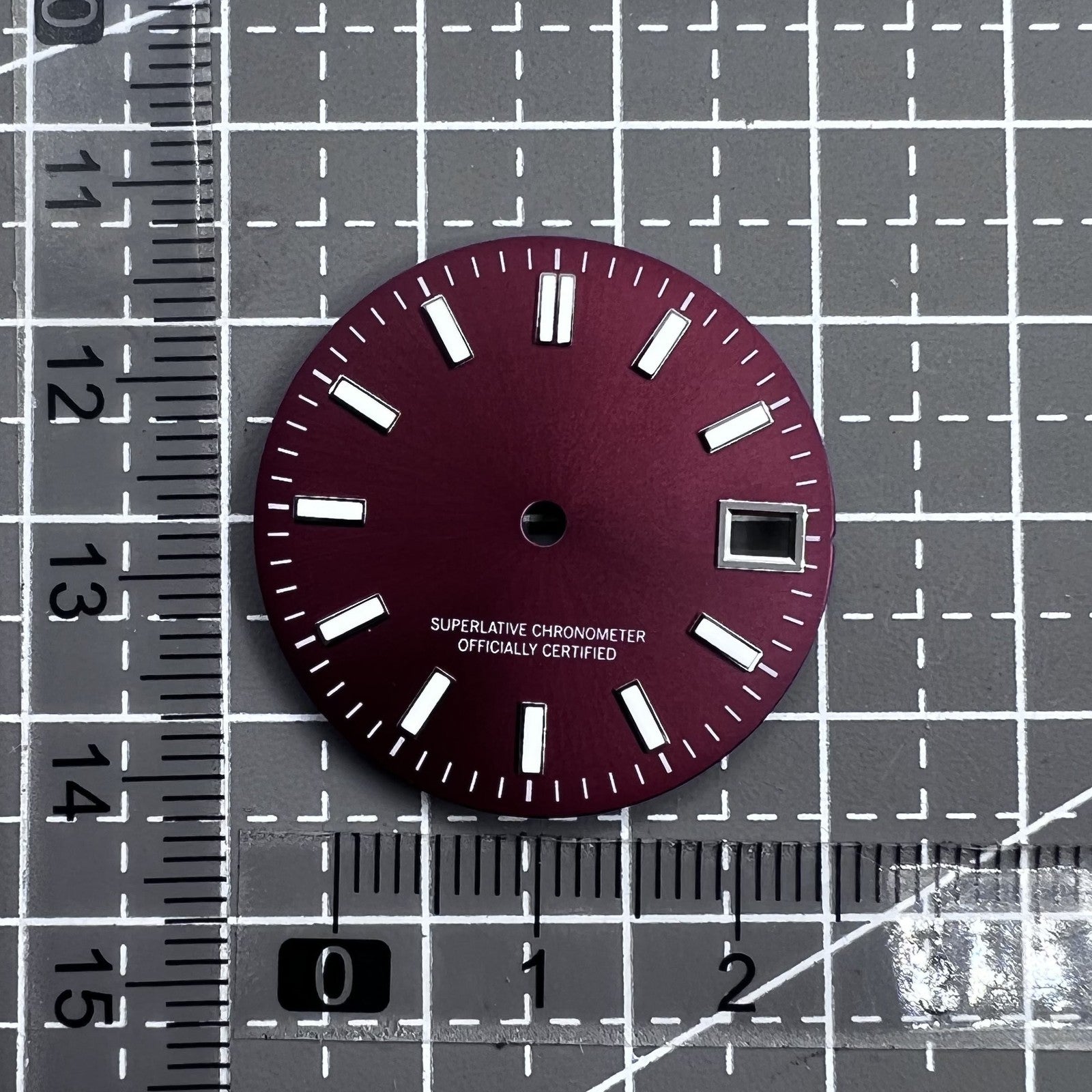 Roter gr�ner Leuchtender Metall-Zifferblatt mit polierter Oberfl�che f�r NH35 Uhrwerk von Roter Brand