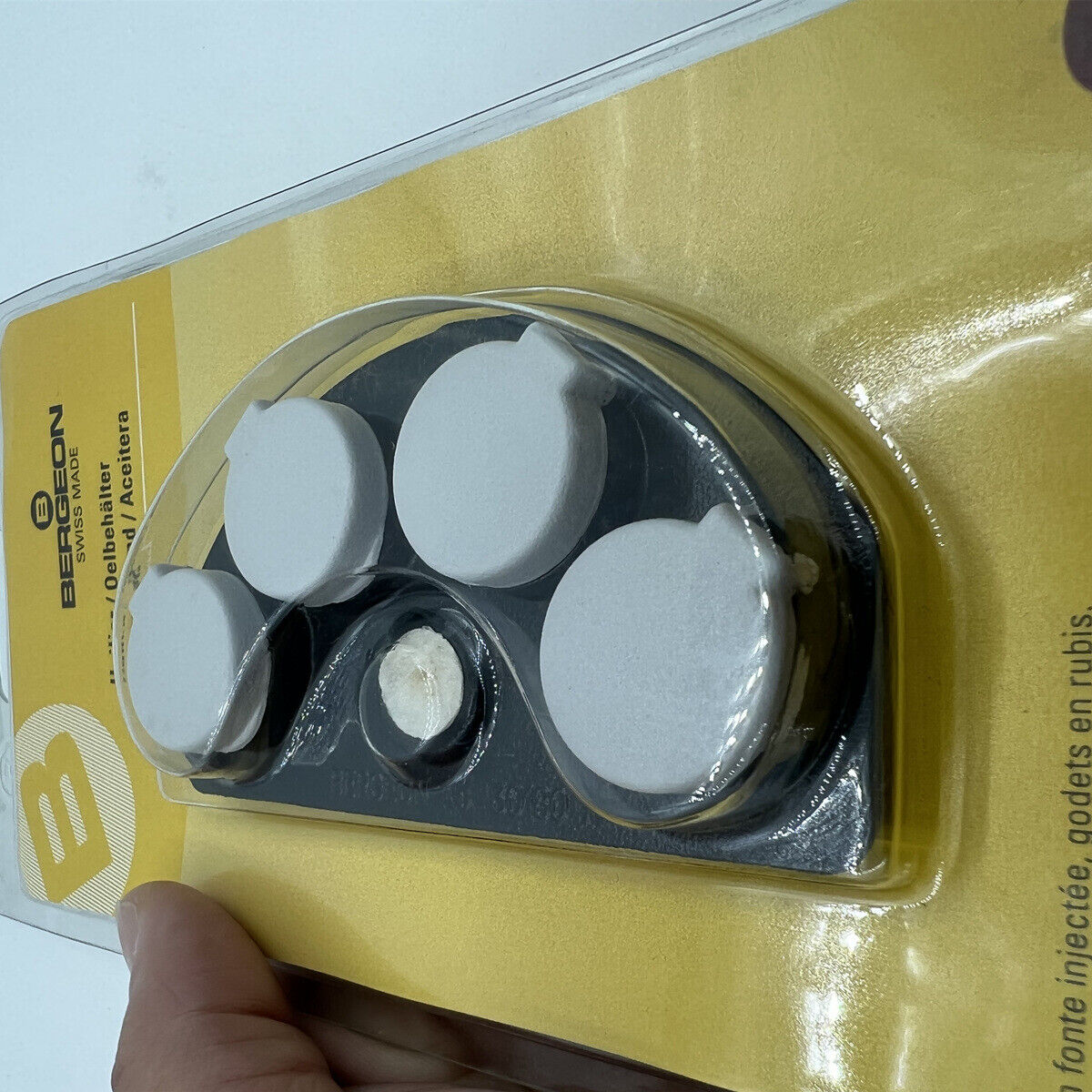 Bergeon 30180-A die-cast watch oil dip oiler stand for precise watch repair and lubrication tasks.