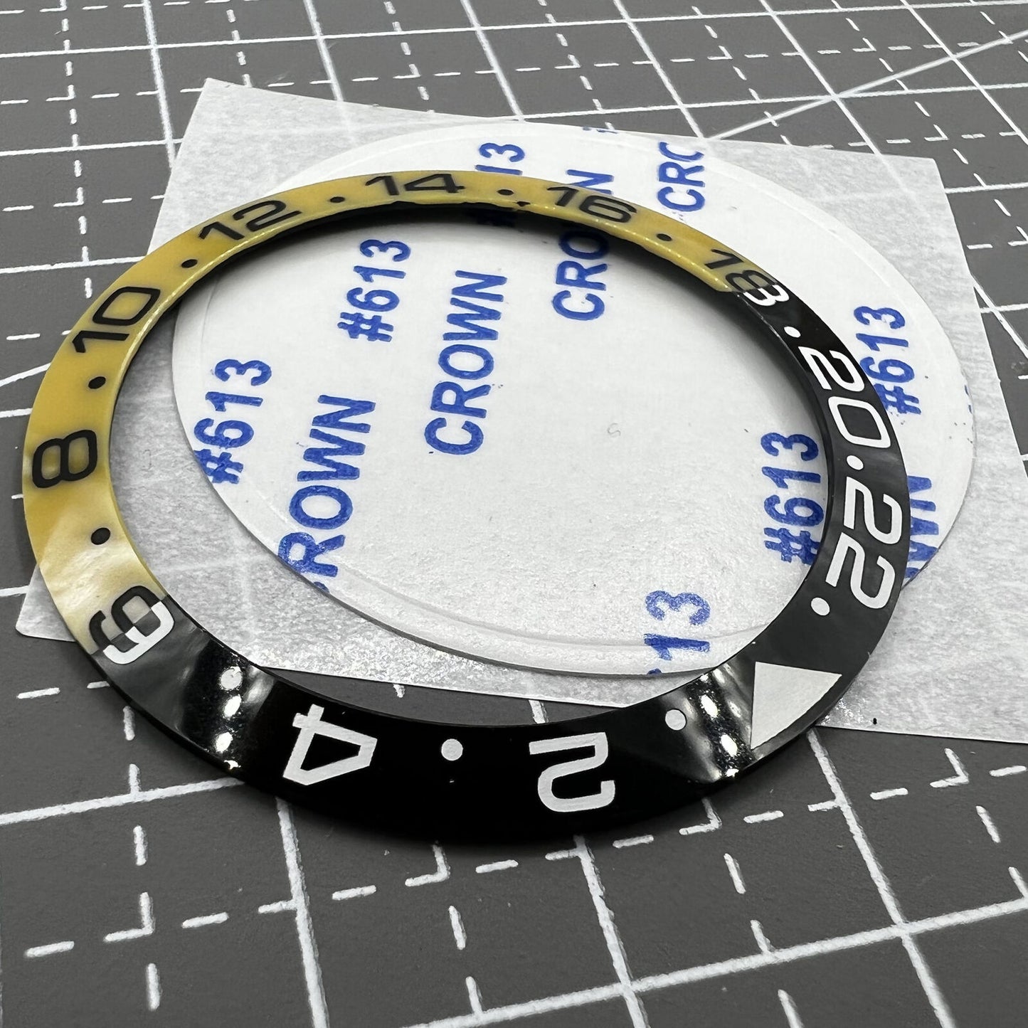 38mm Ceramic Slope GMT black and yellow bezel ring for SUB 007 watch, durable replacement accessory.