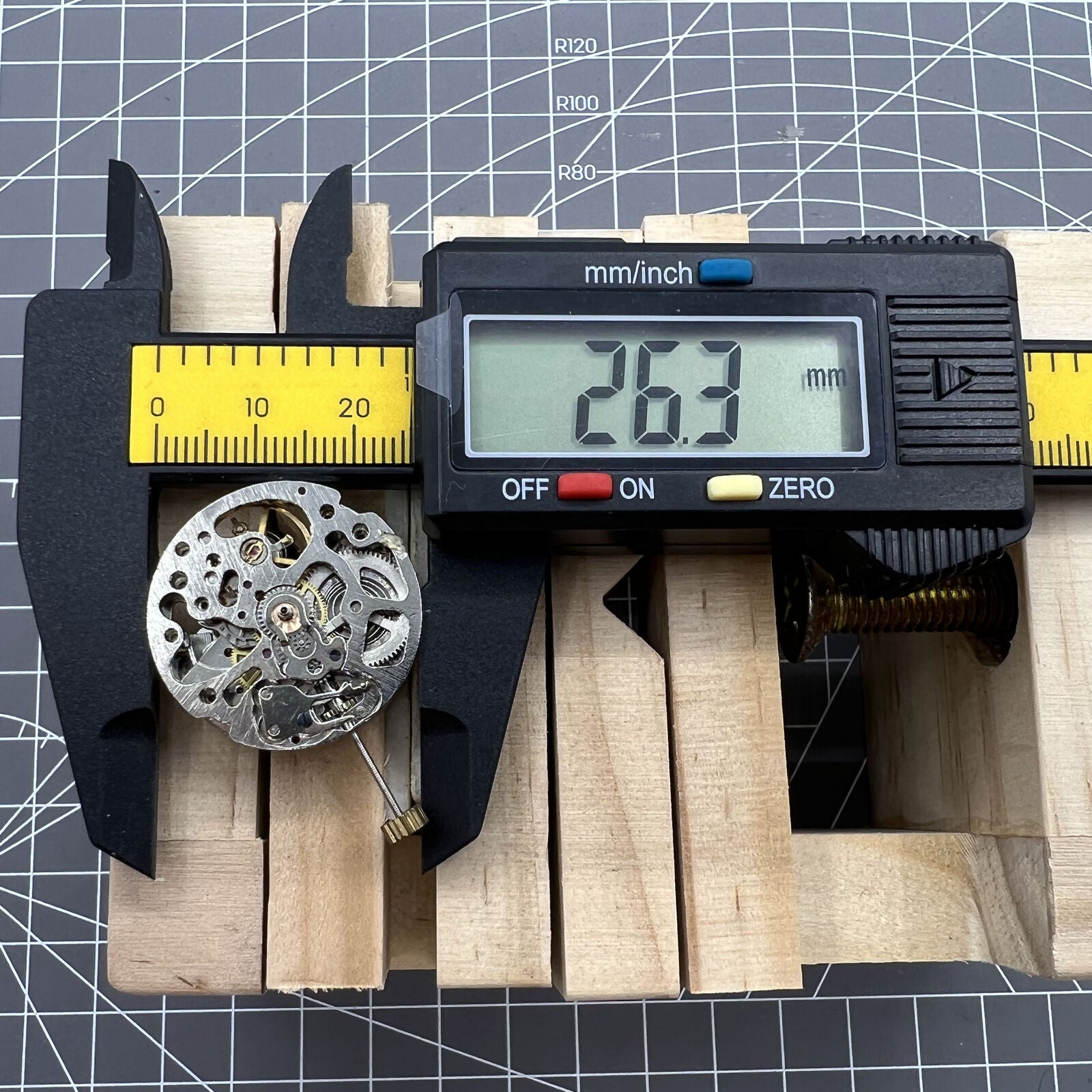 DANDONG 26.5mm hollow silver mechanical watch movement displaying intricate gears and precise craftsmanship for automatic watches.