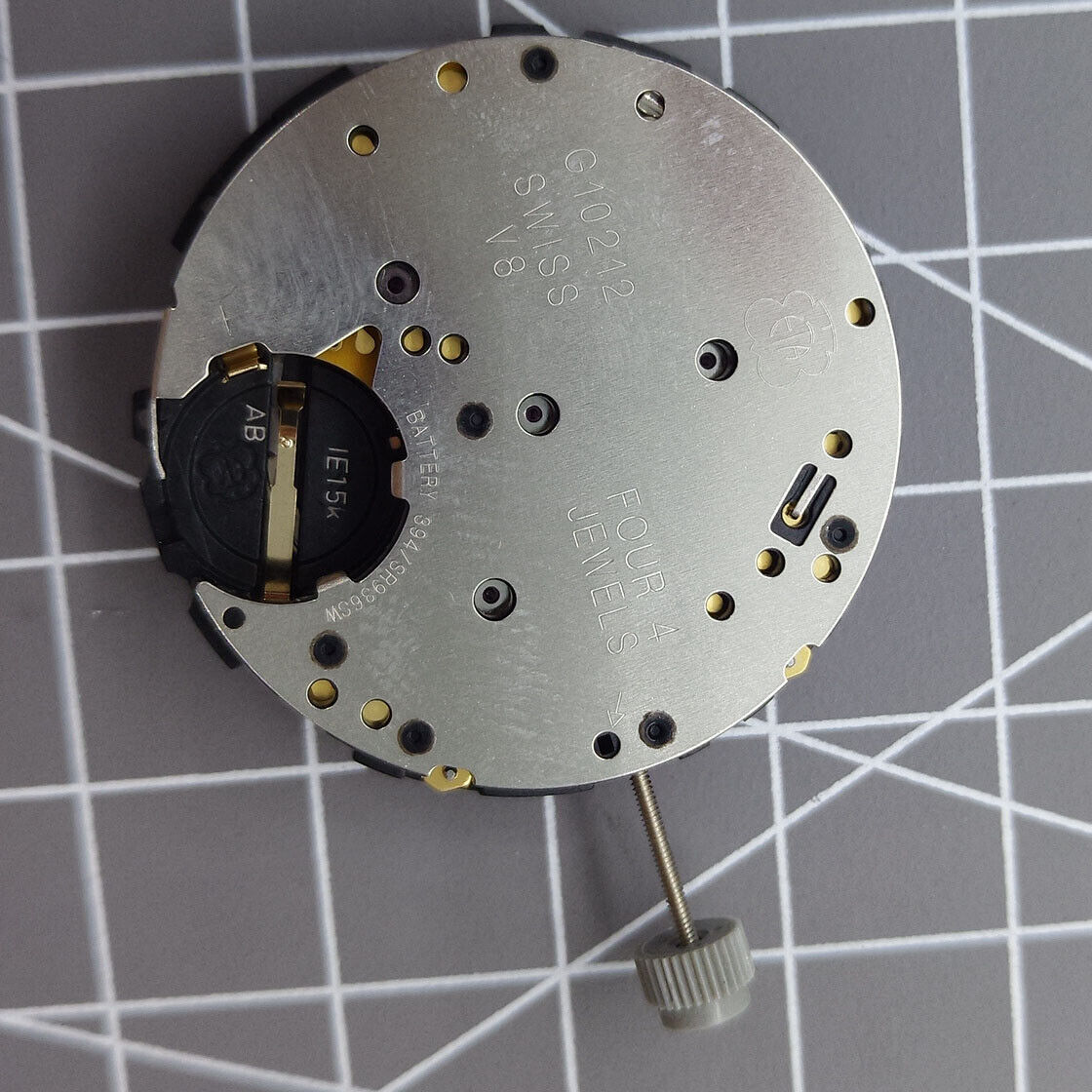 Swiss Made ETA G10.212 quartz movement watch with date and 3-hand display for precise timekeeping.