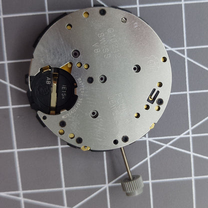 Swiss Made ETA G10.212 quartz movement watch with date and 3-hand display for precise timekeeping.