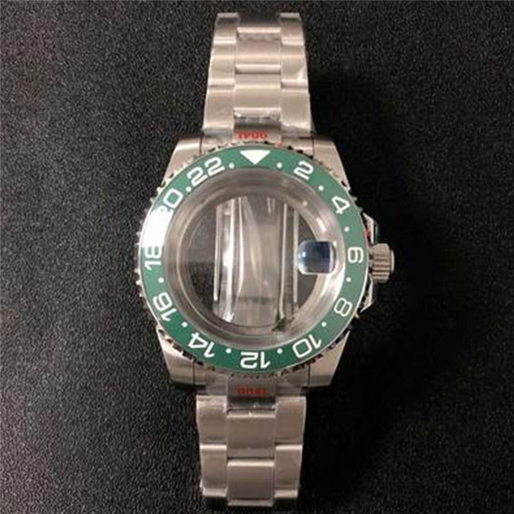Transparent 40MM sapphire glass watch case with strap for NH35/NH36, available in 22 colors, premium quality.