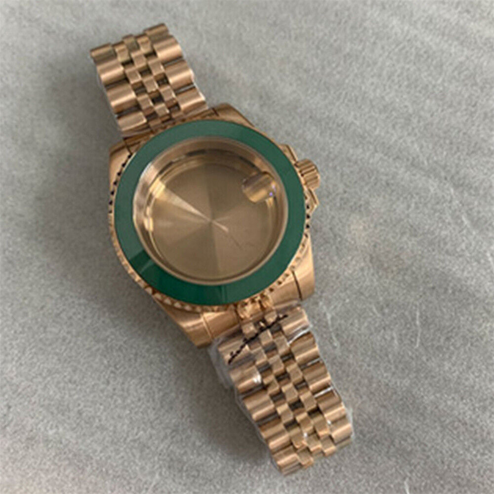 40MM sapphire glass watch case with strap for NH35/NH36 movement, durable and stylish accessory.