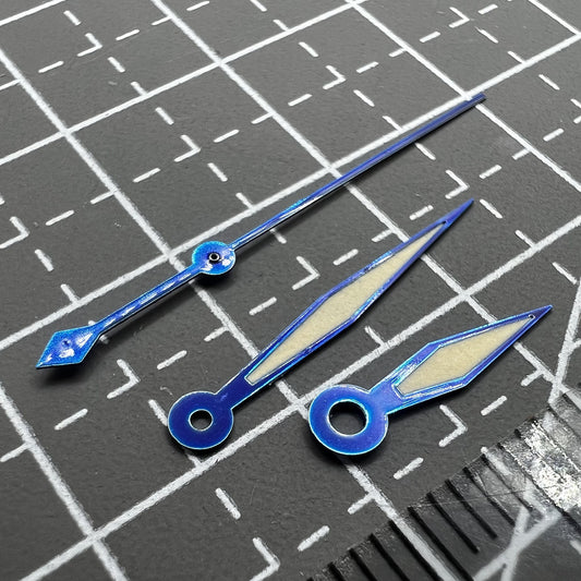 Diamantförmige blaue Umrandung orange Leuchtzeiger Set für ETA2836 2846 2824