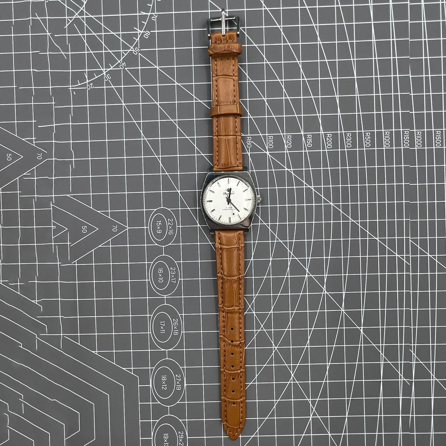 33mm Chunlan steel manual mechanical watch with silver dial and 17-jewel movement, paired with a sleek watch band.