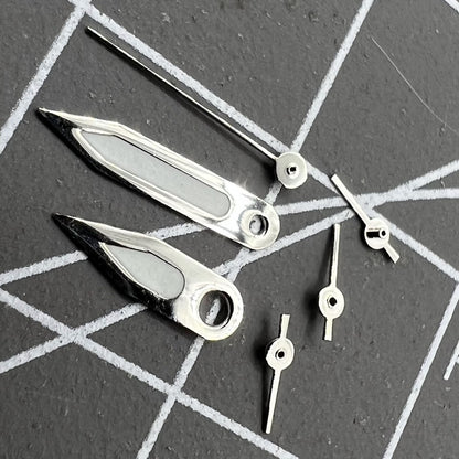 Aiguilles de montre lumineuses vertes avec garniture argentée 10 x 10 x 8 mm pour mouvement Miyota FS00