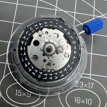 Automatisches NH34 GMT Uhrwerk mit schwarzer Scheibe arabische Zahlen Sekundenstopp