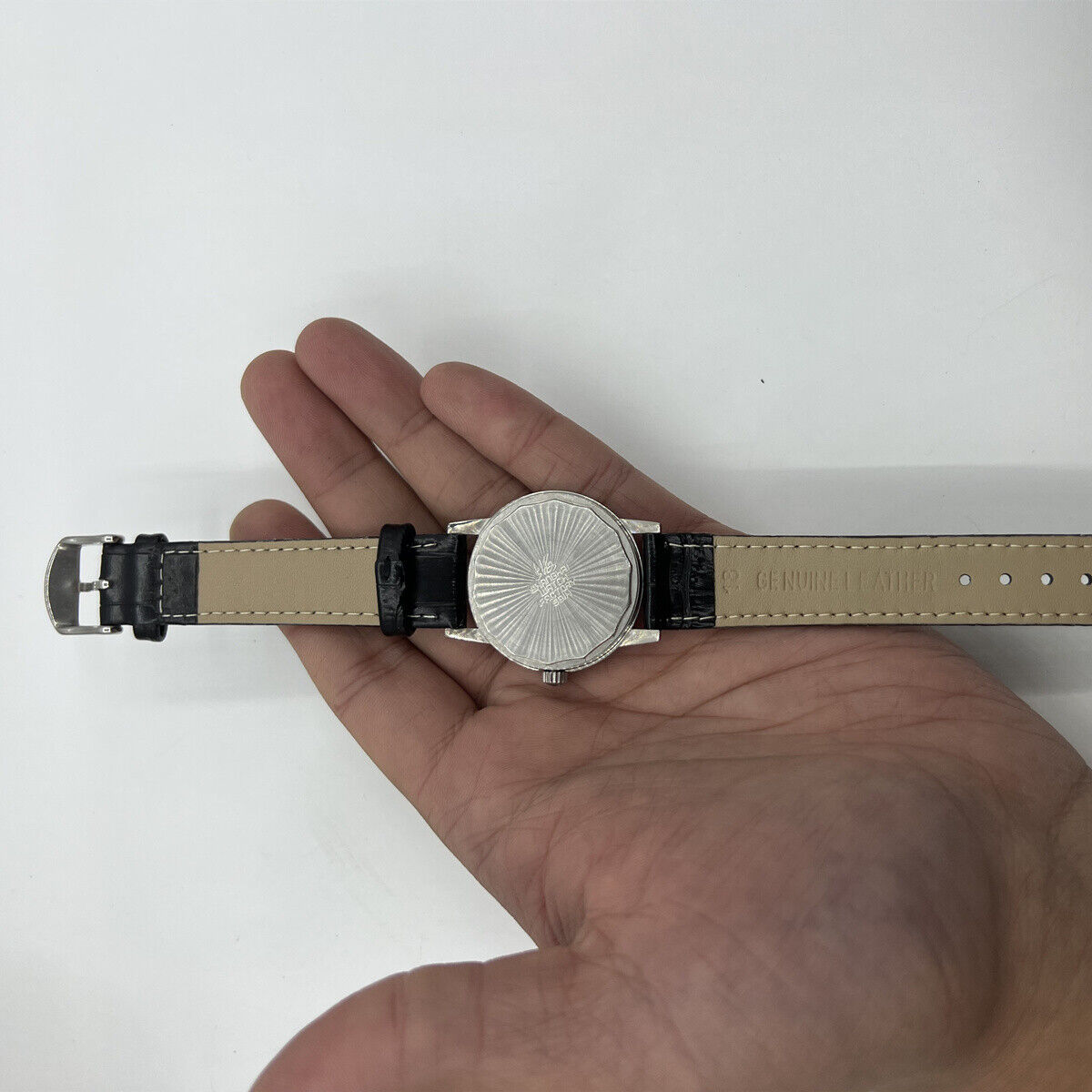 Shanghai 36mm manual mechanical watch 8120 with white dial and 17 jewels, classic design.