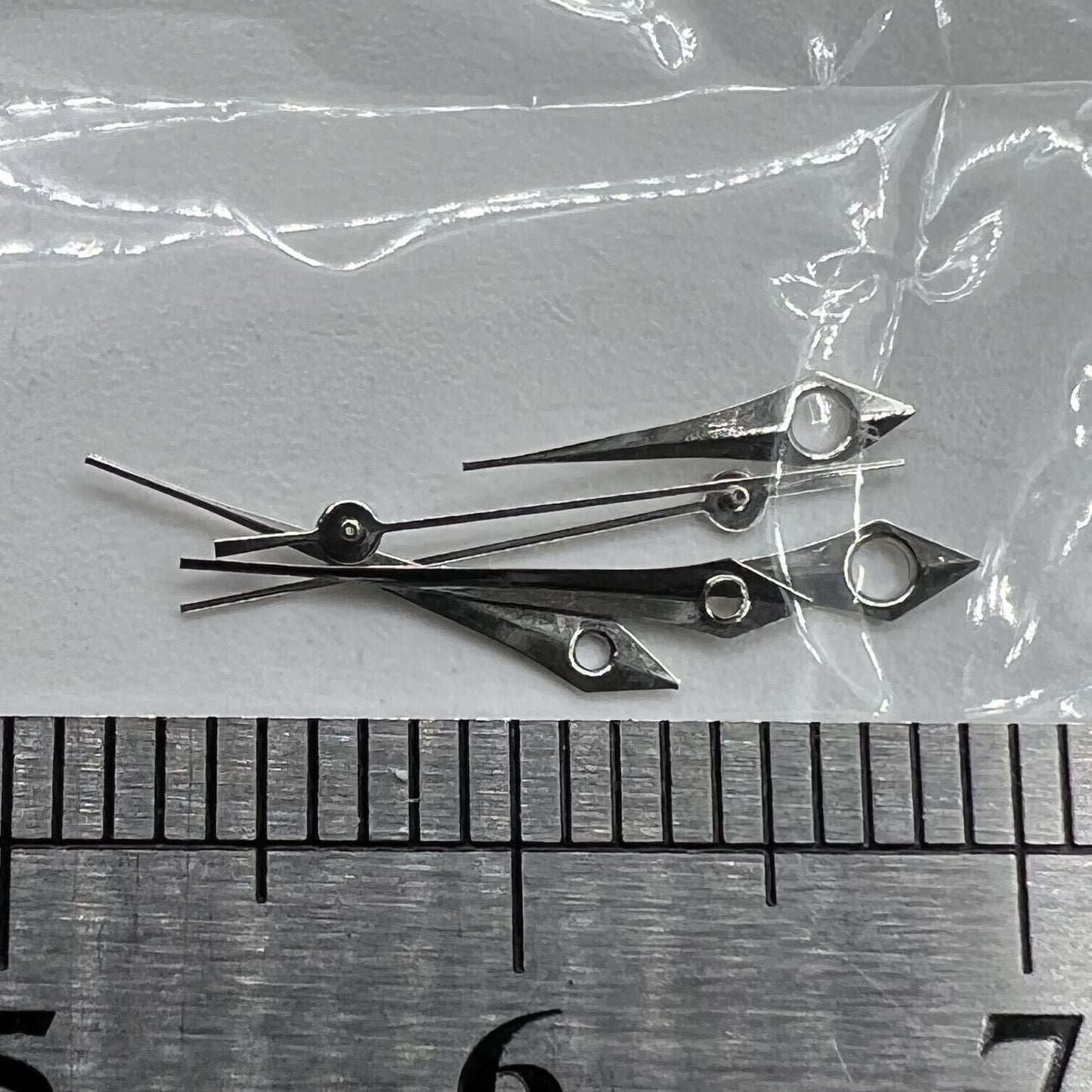 Silver long watch hands set for Miyota 2035, 2115, 2105, 2305 movements, no lume