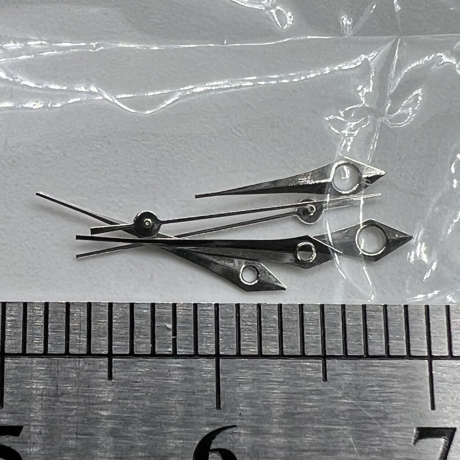 Silver long watch hands set for Miyota 2035, 2115, 2105, 2305 movements, no lume