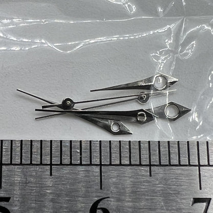 Silver long watch hands set for Miyota 2035, 2115, 2105, 2305 movements, no lume