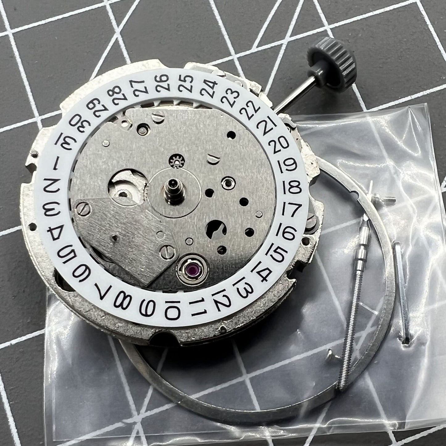Miyota 8217 automatic watch movement with small second at 9, precision Japan-made mechanism for accessories.
