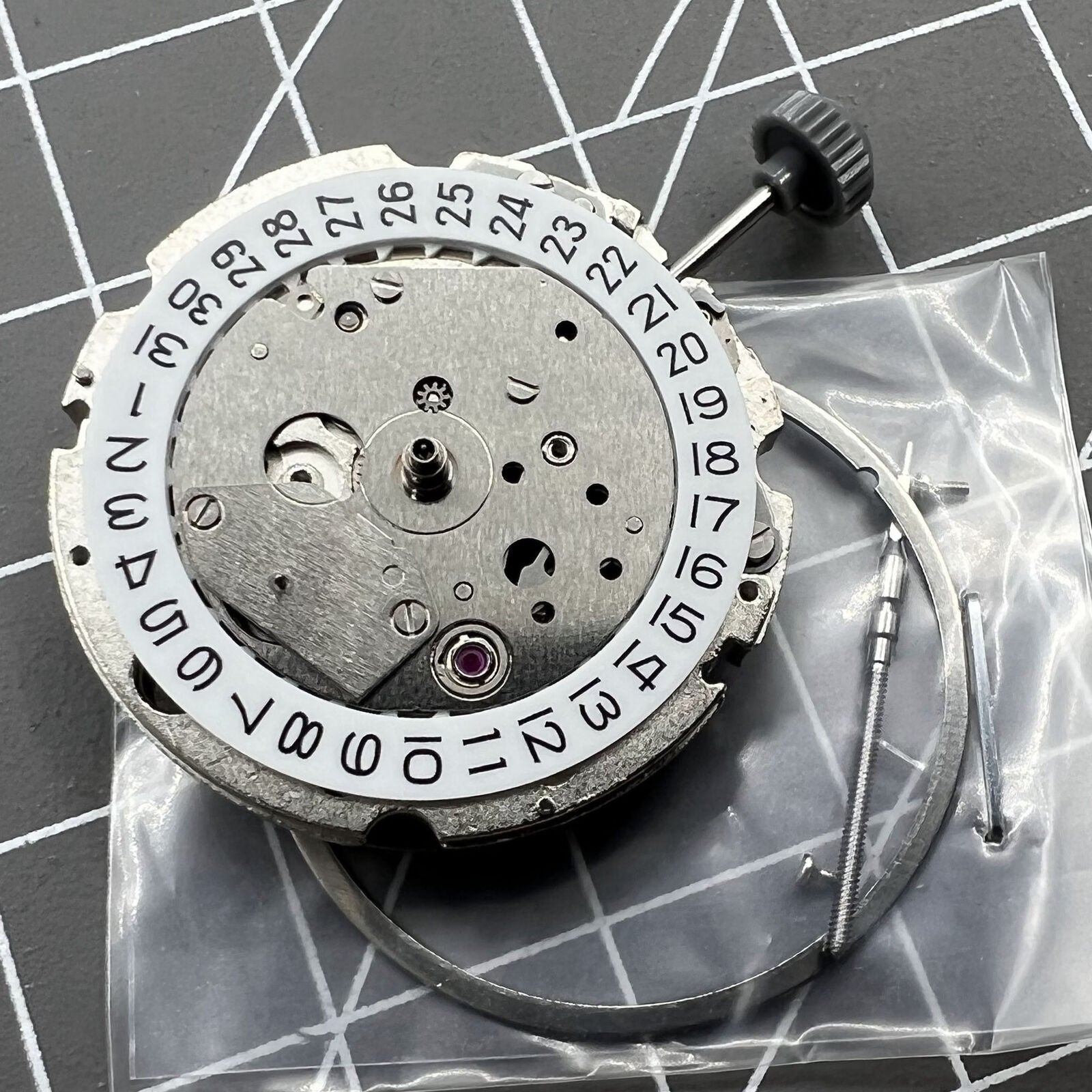 Miyota 8217 automatic watch movement with small second at 9, precision Japan-made mechanism for accessories.
