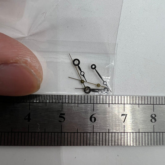 Black watch hands set by NO.1300 for Miyota 2035 movement, lengths 13mm, 11mm, 8mm.