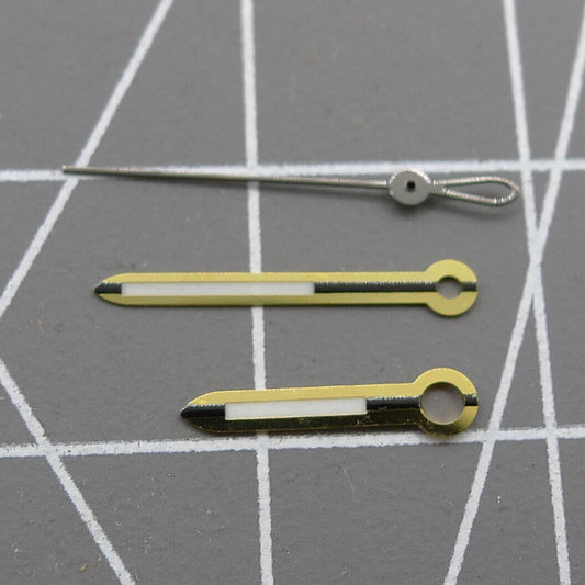 Golden trim watch hands set for ETA 2824, 2834, 2836, 2846 movements, premium watch part.