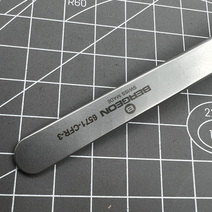 Swiss Bergeon 6571-CFR-3 precision tweezers with replaced CFR 3 ends for delicate watch repair tasks.