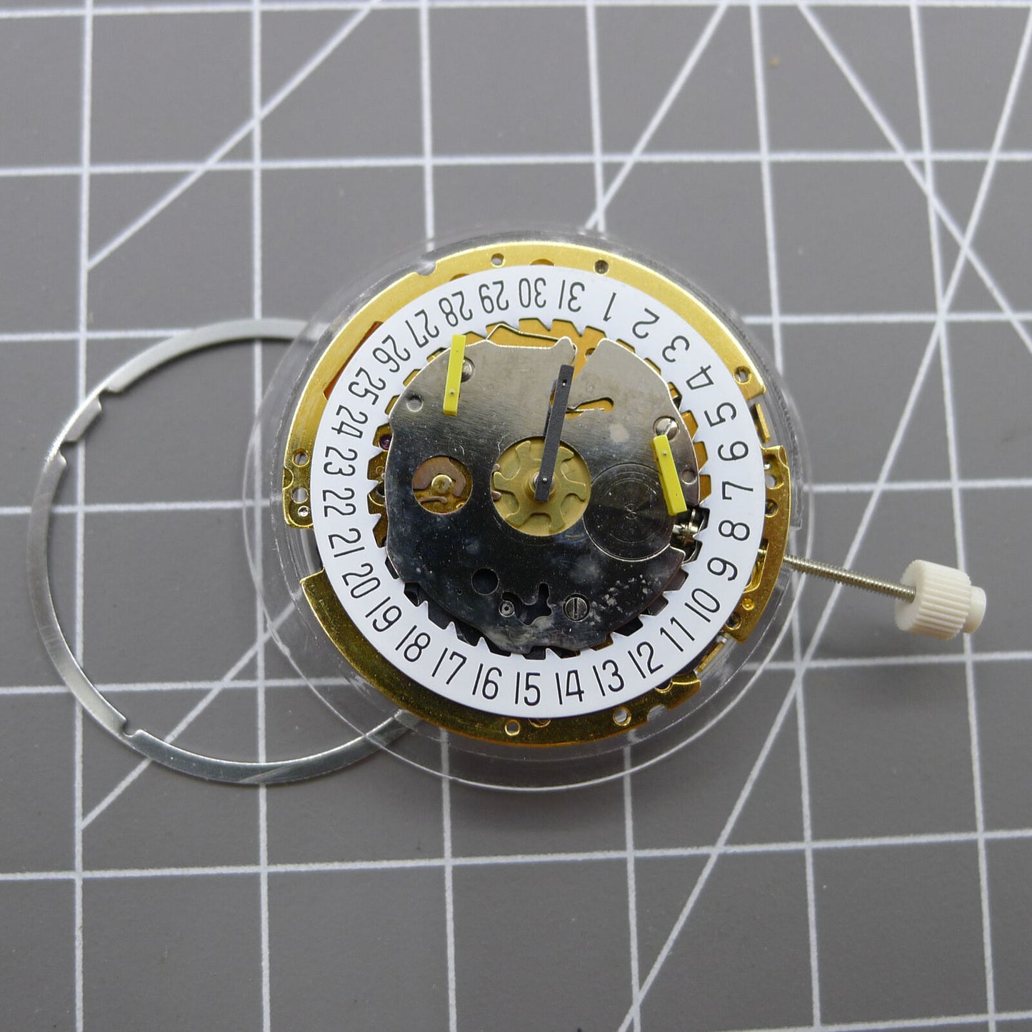 Swiss Made ISA 8171 watch movement with date at 6, precise quartz multifunctional mechanism.