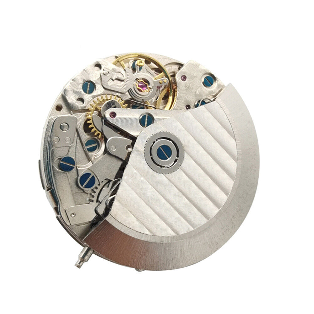 Close-up of Asian 7750 Automatic Chronograph Movement showcasing ETA 7750 calendar mechanism for precise timekeeping.