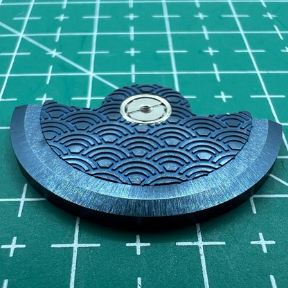 Blue Sea Wave carved rotor weight for Miyota NH35 NH36 movements, enhancing watch performance and style.