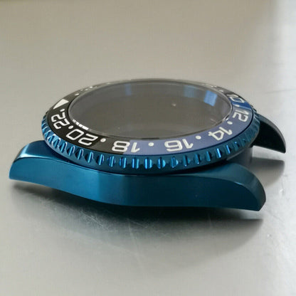 40MM Blue Flat Mirror/Magnifying Glass Watch Case for NH35/NH36 Movement