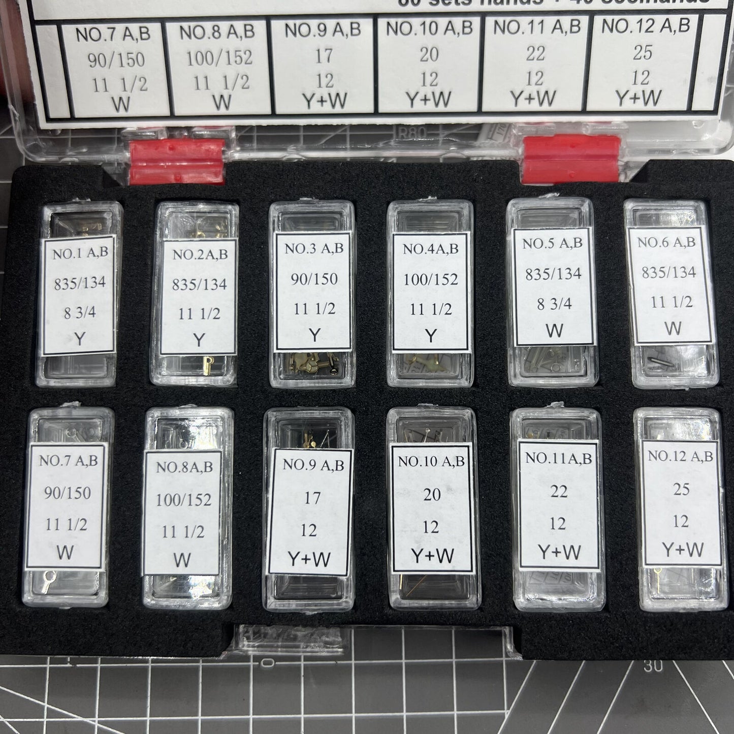 Assortment of luminous watch hands for Chinese movement, Date Just style by Sub Style, ideal for watch repairs.