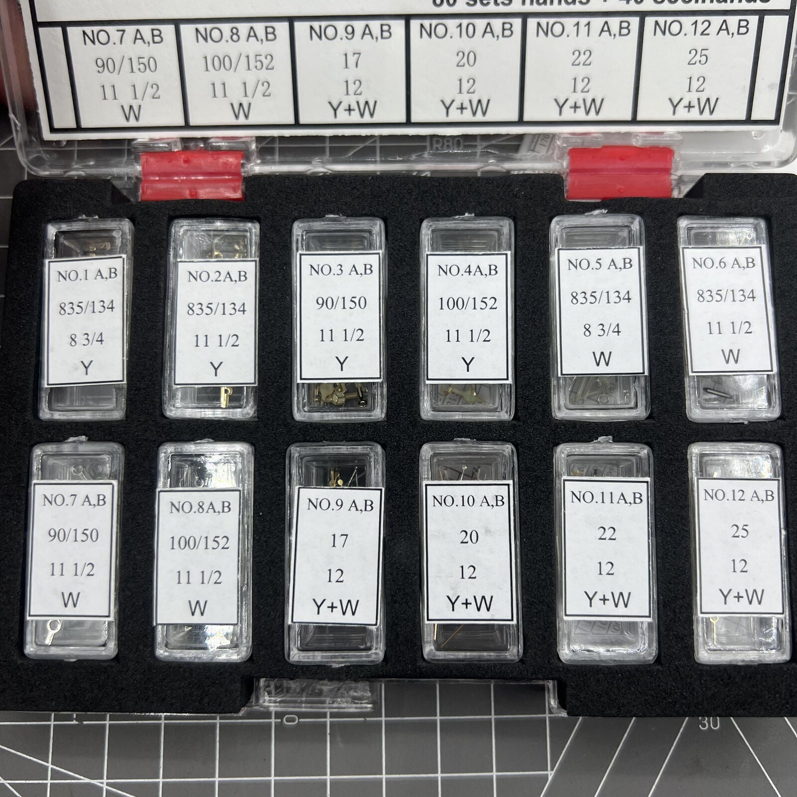 Assortment of luminous watch hands for Chinese movement, Date Just style by Sub Style, ideal for watch repairs.