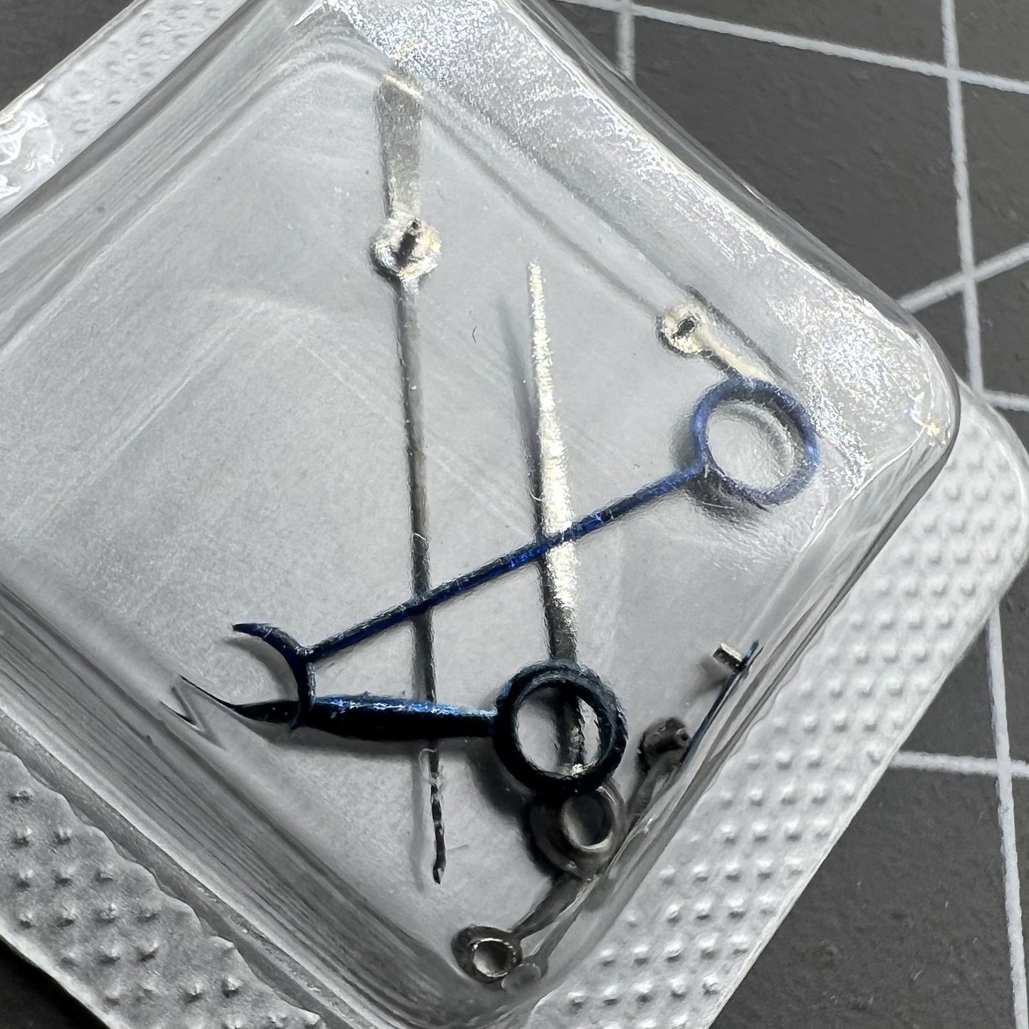 Blue polished watch hands without lume for ETA 7750/7751 movement, durable replacement.