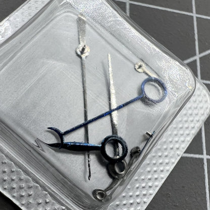 Blue polished watch hands without lume for ETA 7750/7751 movement, durable replacement.