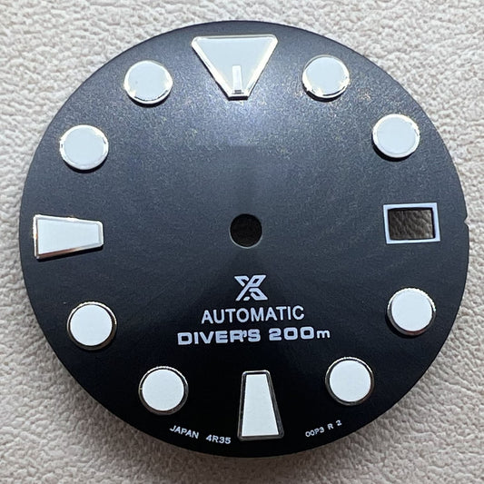 28.5mm Black Datejust dial with green luminous markers, compatible with NH35 NH36 movement.