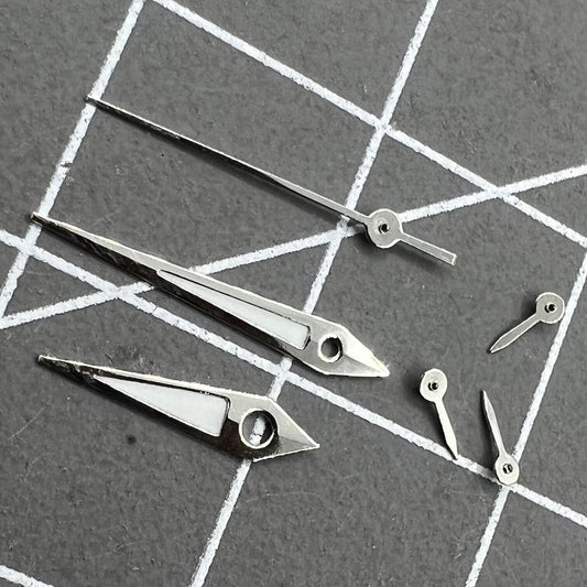 Silver-trimmed 11.5mm green luminous watch hands for VX3J VX9J VX7J VX3N VX9N VX42 movements, ideal for precise timekeeping.