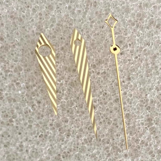 Golden No Lume Twill watch hands set for NH35 NH34 NH36 NH70 movements, enhancing vintage-style timepieces.