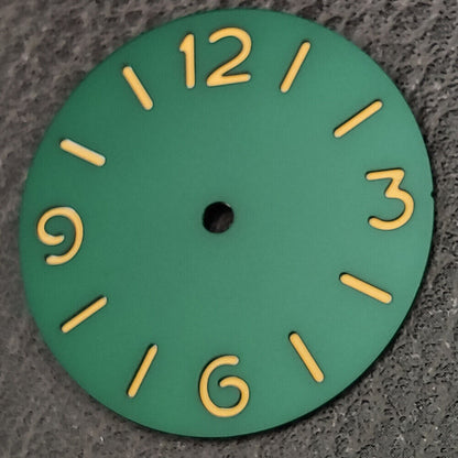 Green luminous watch dial for ST3600 ETA6497/6498 movement, ideal for custom watch builds.