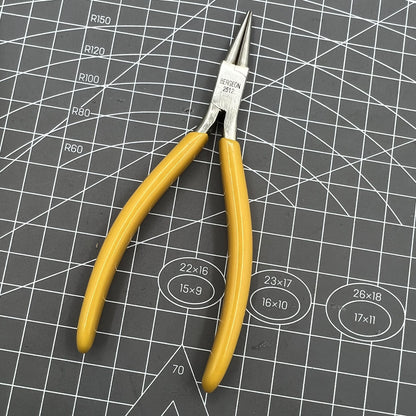 Swiss Bergeon 2512 round nose smooth jaw pliers for precise watch accessory adjustments.