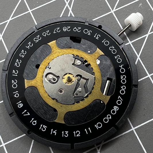 ISA 2334 black dial quartz watch movement by ISA, precise replacement for ISA 2334/1035 models.