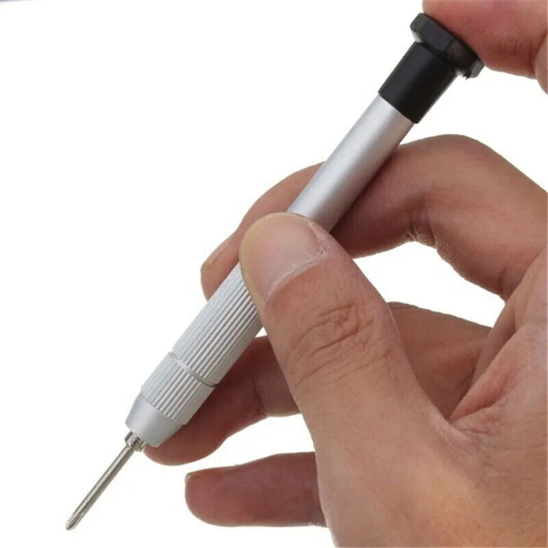 Precision screwdriver set with hex tools for watches and glasses repair, ergonomic grip.