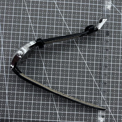 Beijing mechanische Herrenuhr 31mm Silbergehäuse schwarzes Band 3 Zeiger