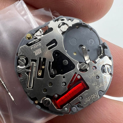 VH64A quartz watch movement by VH64, Japan made, precise and reliable mechanism for watch repairs.