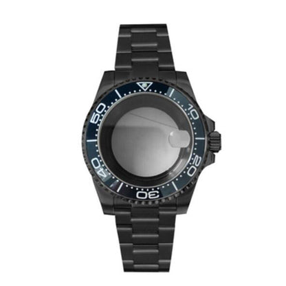 PVD black SUB watch case and strap with 40mm sapphire glass, 5ATM waterproof, fits NH35/NH36 movements.