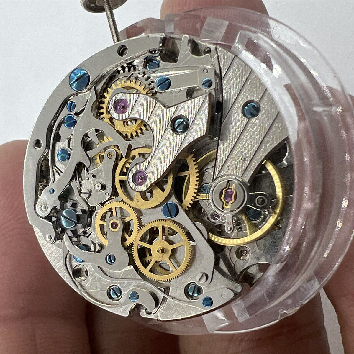 Tianjin Seagull ST1908 manual winding movement with moon phase for watch repair precision.
