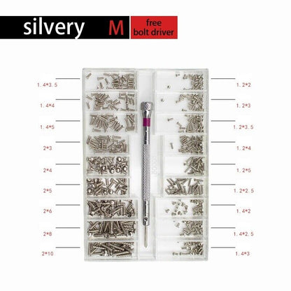 18-piece watch repair screws set, ideal for precise jewelry and watch component fixing.