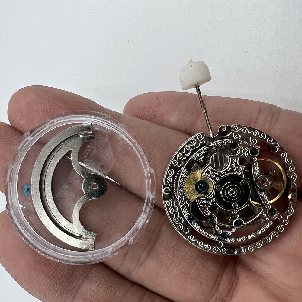 Shanghai silver hollow carved watch showcasing intricate dial design with 3-hand automatic movement by China Made.