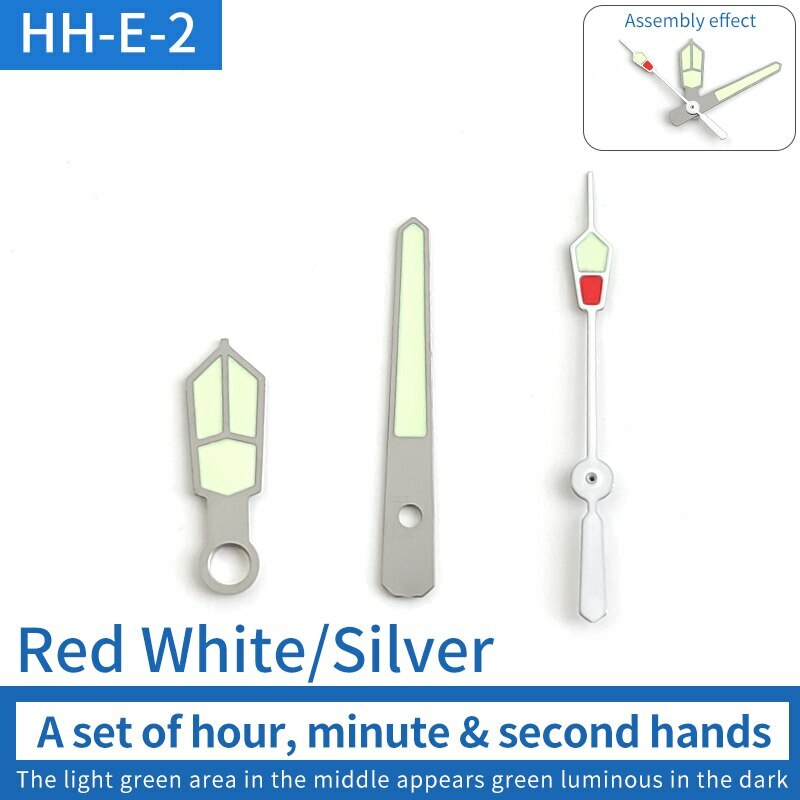 Green luminous watch hands set for NH15 NH36 movements, perfect for Seiko SKX007 SKX009 models.