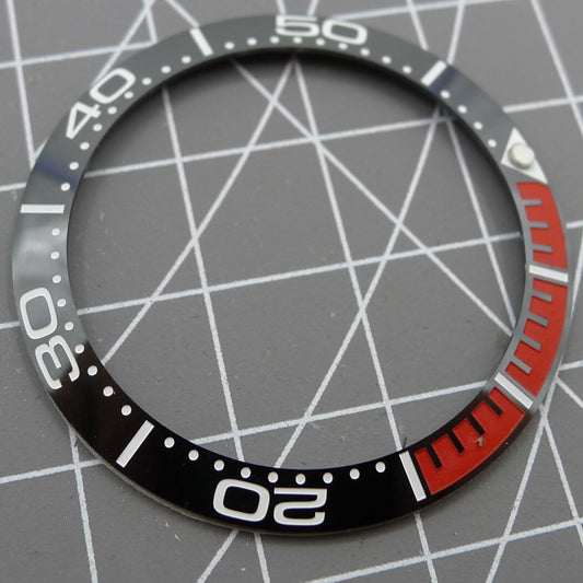 38 mm rote Viertelskala-Keramik-Lünette, poliert, wasserdicht, für Herrenuhr 